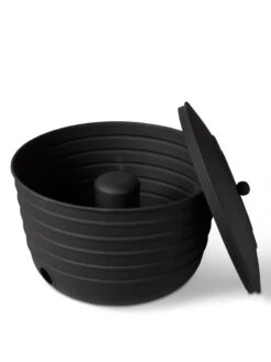 Matte Black Ribbed Hose Pot With Lid -The Bloom Yard Sales Shop 8611991 5868 tif