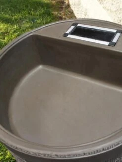 Round Rain Barrel With Planter, 35 Gallons -The Bloom Yard Sales Shop 8612856WALNT 02V tif