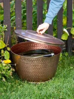 Hammered Copper Hose Pot With Lid 12 Hammered Copper Hose Pot With Lid -The Bloom Yard Sales Shop 8613311 0010